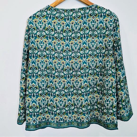 Max Studio Floral Long Sleeve Blouse Green Size Small EUC - Picture 9 of 13